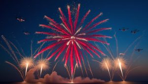 Spettacolo di pyrodroni notturno