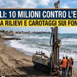 Geologi effettuano carotaggi tecnici sulla spiaggia di Ladispoli per il piano anti-erosione da 10 milioni di euro (immagine AI)