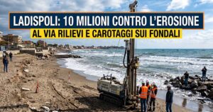 Geologi effettuano carotaggi tecnici sulla spiaggia di Ladispoli per il piano anti-erosione da 10 milioni di euro (immagine AI)