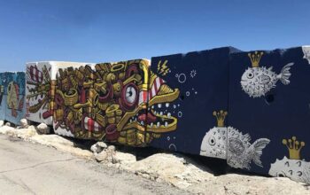 Murales e opere di street art realizzati sui blocchi della scogliera al MAM di San Benedetto del Tronto
