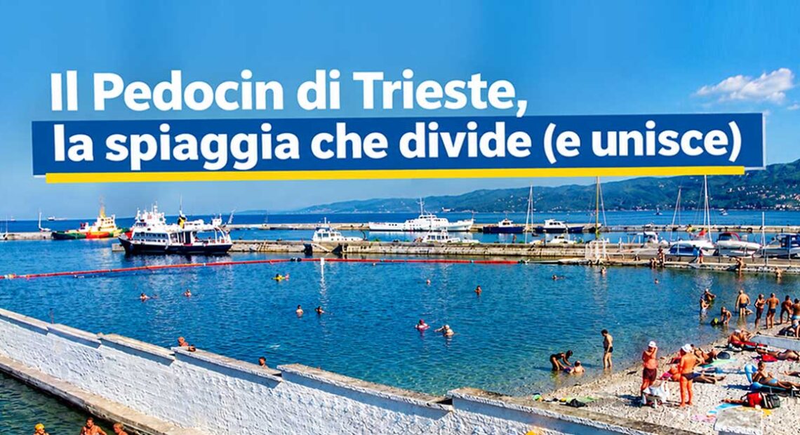 Spiaggia del Pedocin a Trieste con lo storico muro di separazione