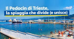 Spiaggia del Pedocin a Trieste con lo storico muro di separazione