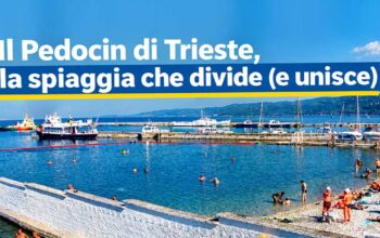 Spiaggia del Pedocin a Trieste con lo storico muro di separazione