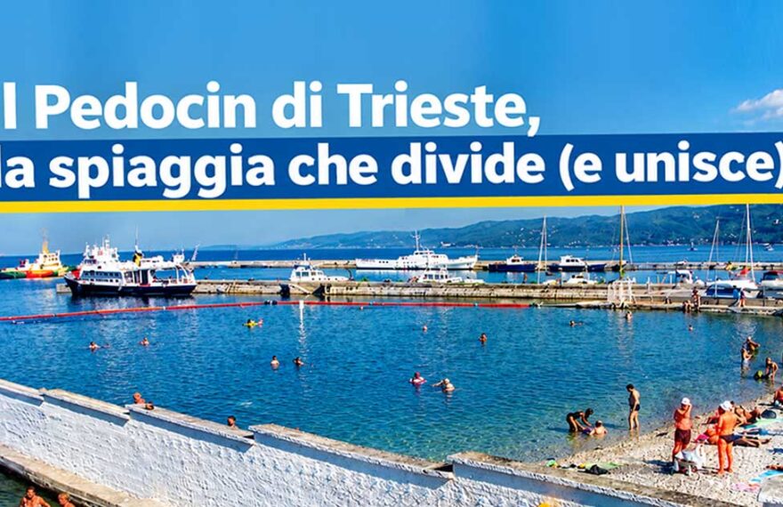 Spiaggia del Pedocin a Trieste con lo storico muro di separazione