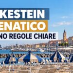 Spiaggia e grattacielo di Cesenatico con scritta Bolkestein servono regole chiare