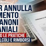Grafica con testo che annuncia l'annullamento dell'aumento dei canoni demaniali da parte del Tar e l'avvio dei rimborsi