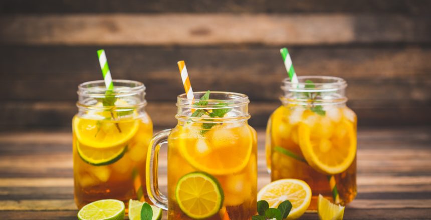 Ice tea with lemon, lime and mint Ice tea with lemon, lime and mint
